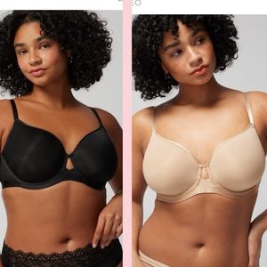 NWOT, Soma lightly lined perfect coverage bras, 42DD, colors warm amber & black